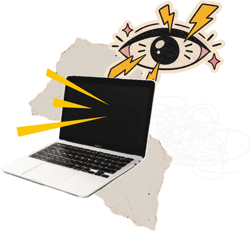 Notebook, olho e rabiscos
